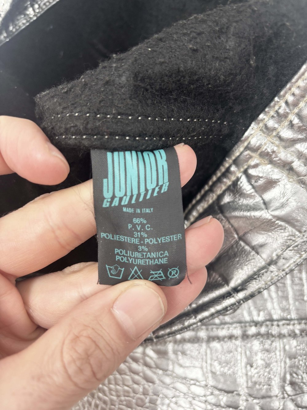 Jean Paul Gaultier 90s silver PVC jacket — JAMES VELORIA
